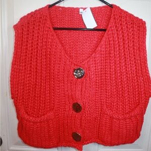 Women Crochet Knit Sweater Vest SIZE MEDIUM